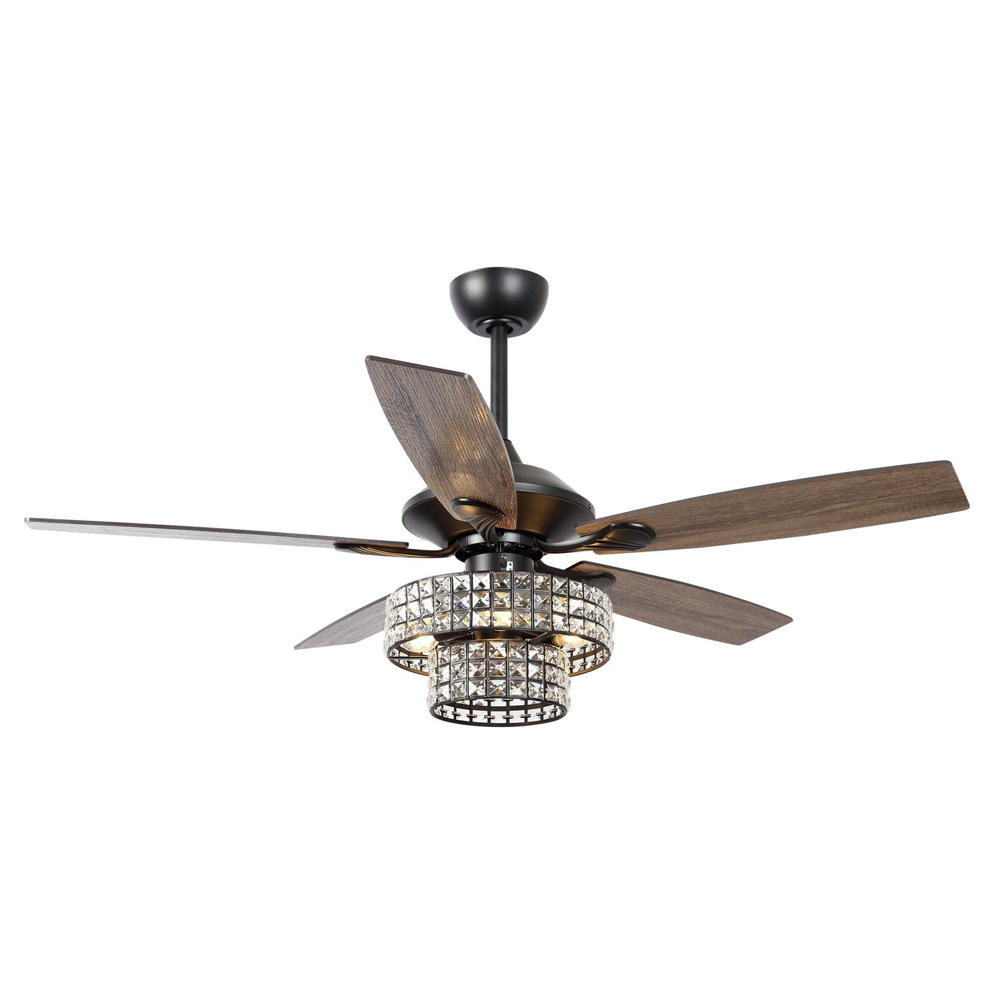 BreezeLite 52" 5-Blade 4-Light Matte Black Crystal Ceiling Fan