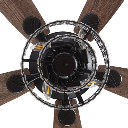 BreezeLite 52" 5-Blade 4-Light Matte Black Crystal Ceiling Fan