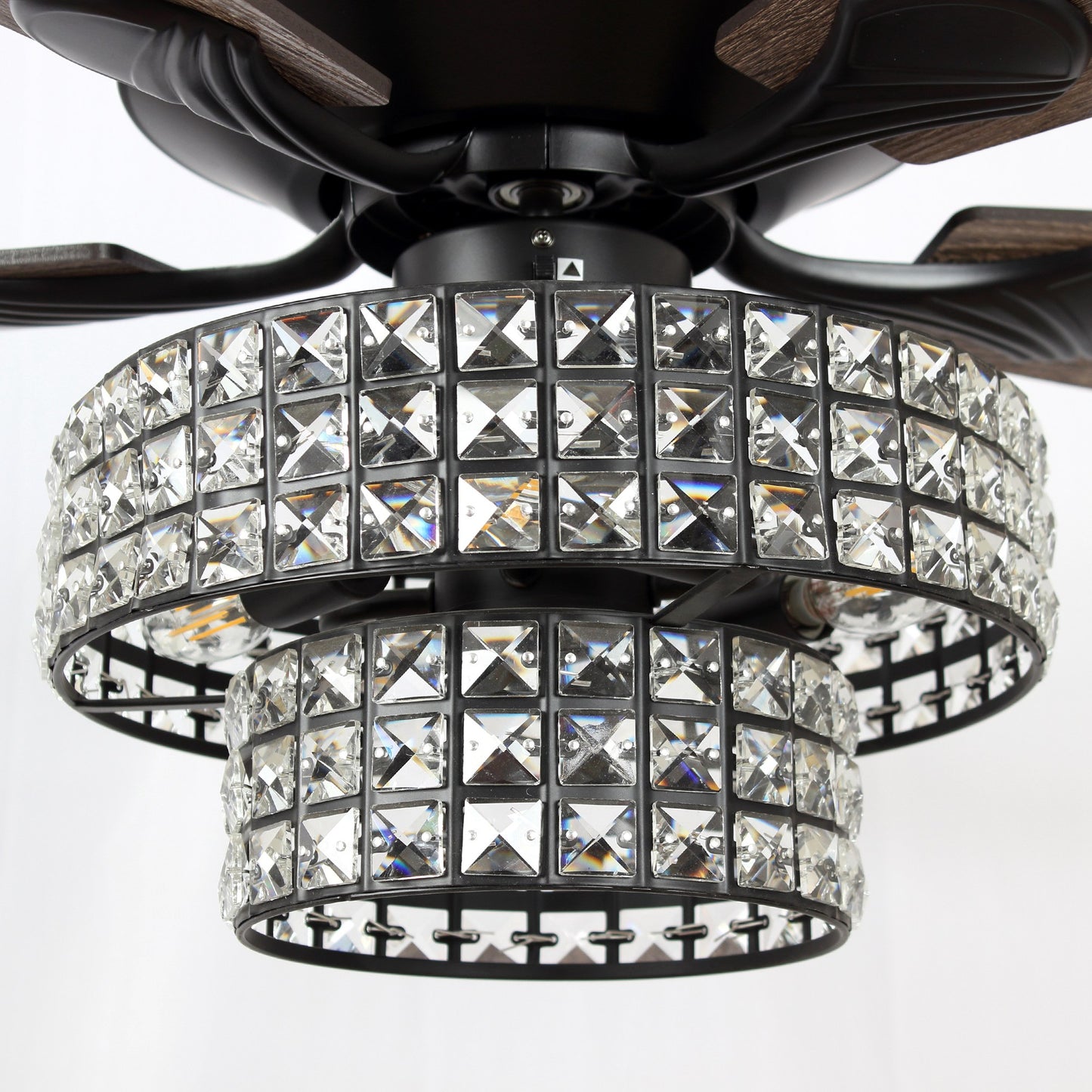 BreezeLite 52" 5-Blade 4-Light Matte Black Crystal Ceiling Fan