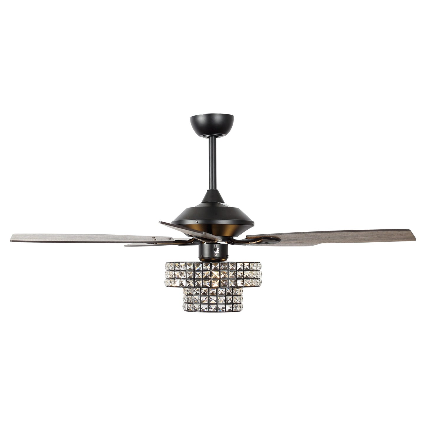 BreezeLite 52" 5-Blade 4-Light Matte Black Crystal Ceiling Fan