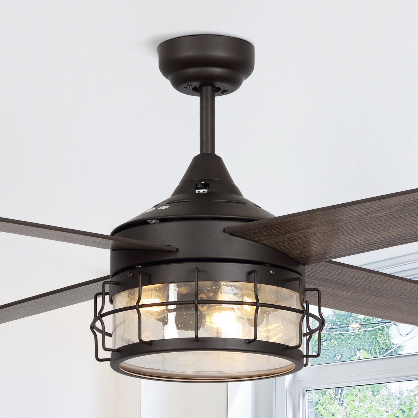 BreezeLite 52" Industrial Oil Rubbed Bronze Glass Ceiling Fan