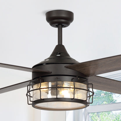 BreezeLite 52" Industrial Oil Rubbed Bronze Glass Ceiling Fan