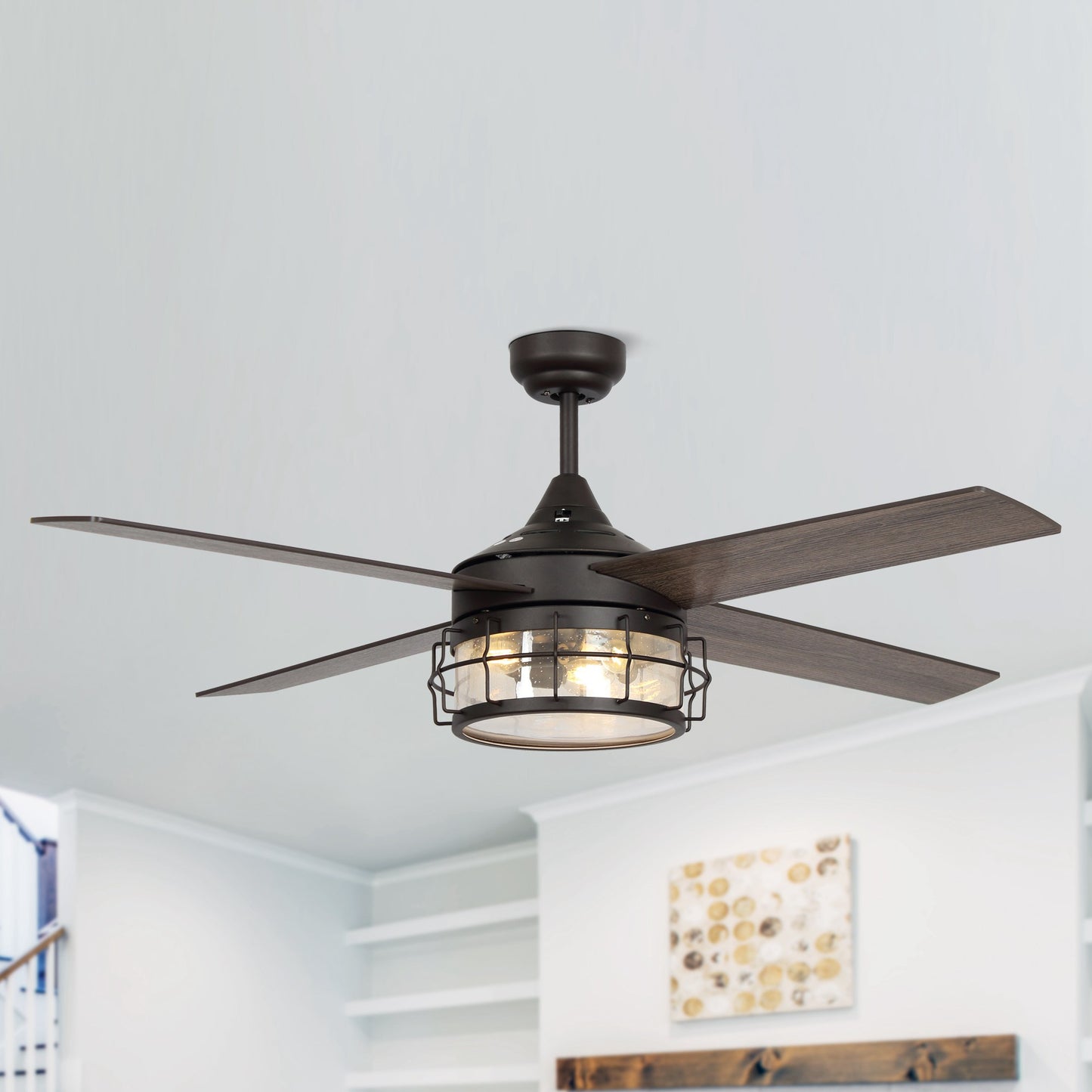 BreezeLite 52" Industrial Oil Rubbed Bronze Glass Ceiling Fan