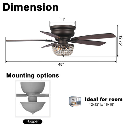 BreezeLite 48" Industrial Oil Rubbed Bronze Glass Ceiling Fan