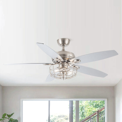 BreezeLite 52" Modern Brushed Nickel Reversible Ceiling Fan