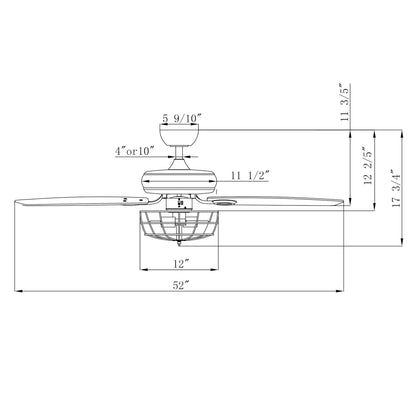 BreezeLite 52" Modern Brushed Nickel Reversible Ceiling Fan