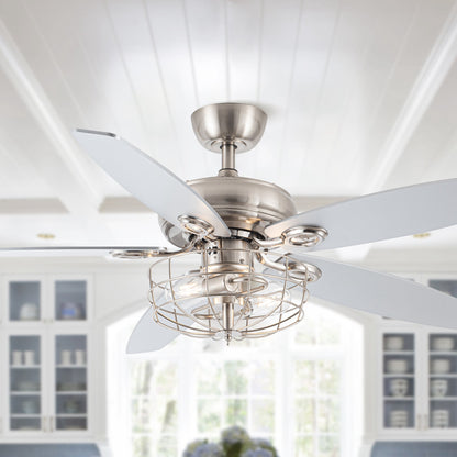 BreezeLite 52" Modern Brushed Nickel Reversible Ceiling Fan