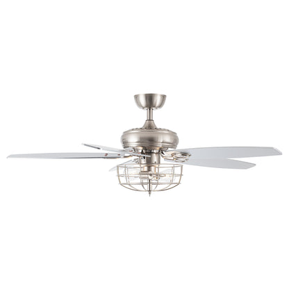 BreezeLite 52" Modern Brushed Nickel Reversible Ceiling Fan