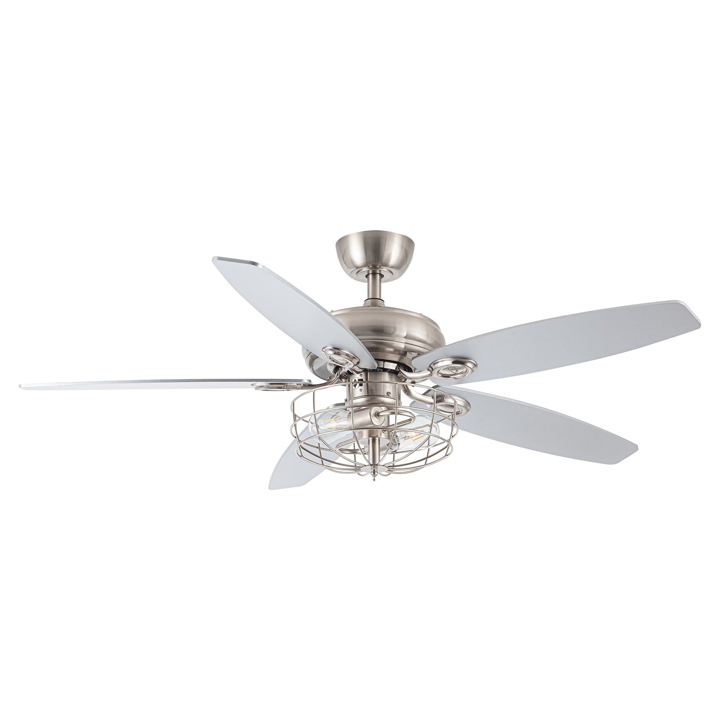 BreezeLite 52" Modern Brushed Nickel Reversible Ceiling Fan