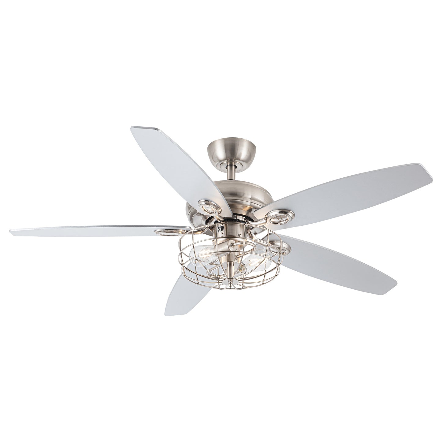 BreezeLite 52" Modern Brushed Nickel Reversible Ceiling Fan