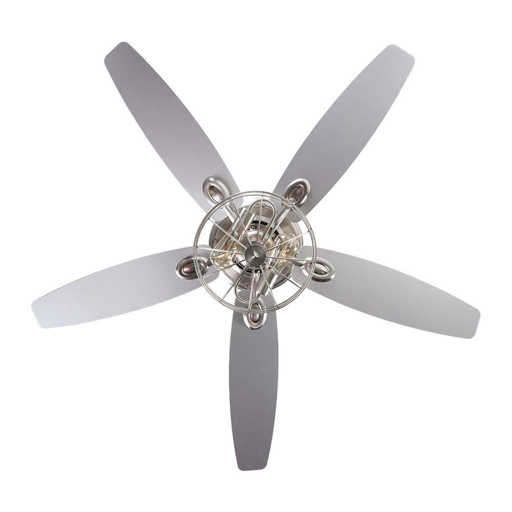 BreezeLite 52" Modern Brushed Nickel Reversible Ceiling Fan