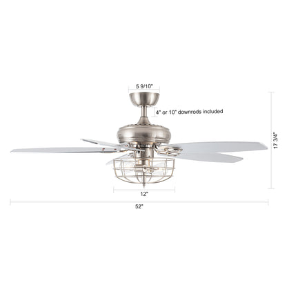 BreezeLite 52" Modern Brushed Nickel Reversible Ceiling Fan