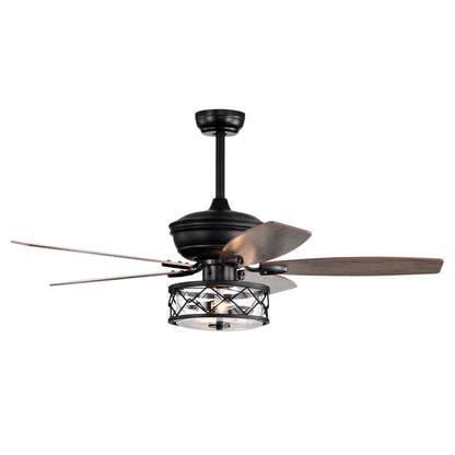 BreezeLite 52" Farmhouse Matte Black Glass Ceiling Fan