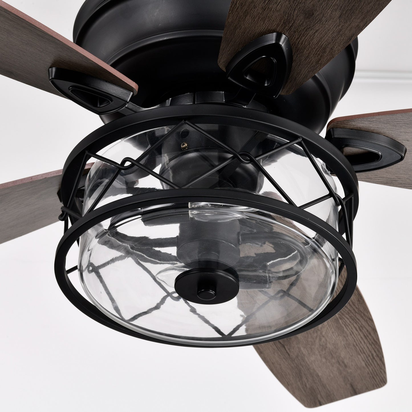 BreezeLite 52" Farmhouse Matte Black Glass Ceiling Fan