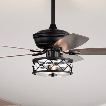 BreezeLite 52" Farmhouse Matte Black Glass Ceiling Fan