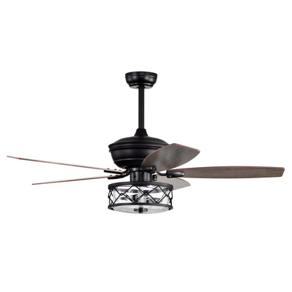 BreezeLite 52" Farmhouse Matte Black Glass Ceiling Fan