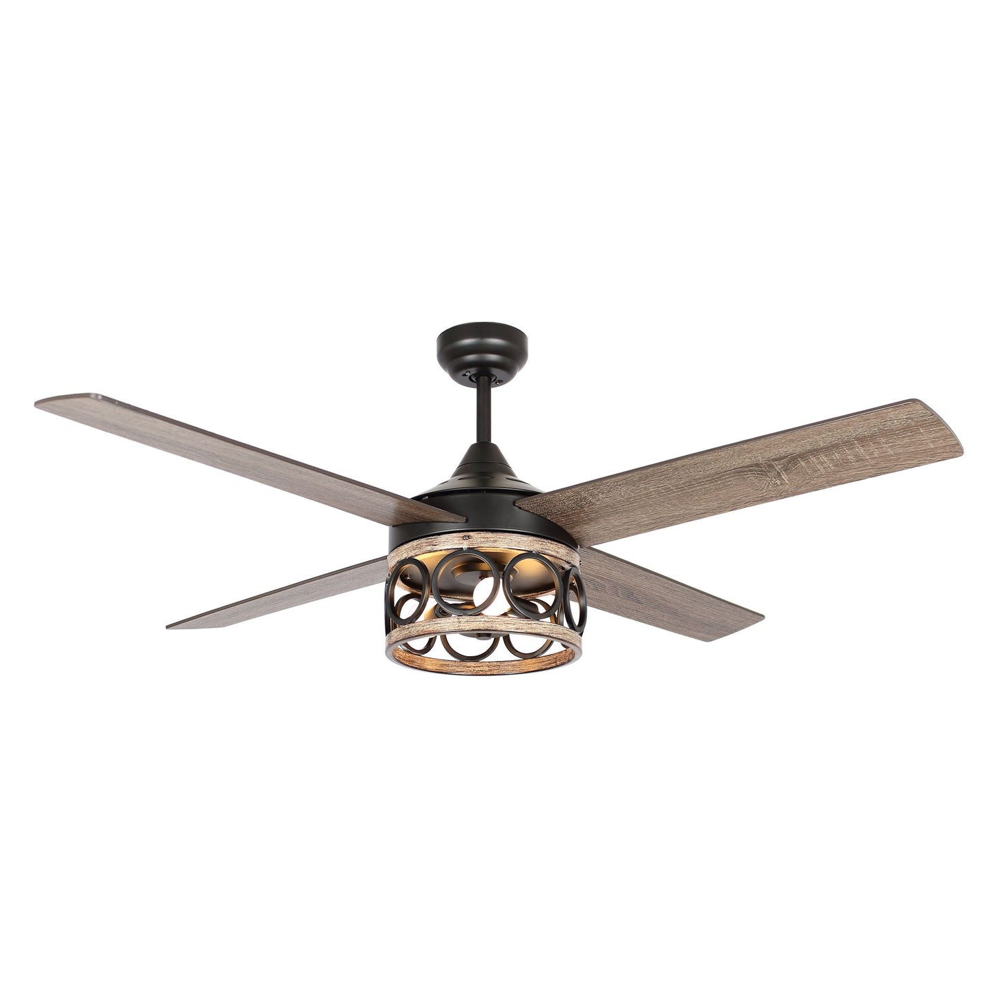 BreezeLite 52" Farmhouse Black Down Rod Mounting Ceiling Fan