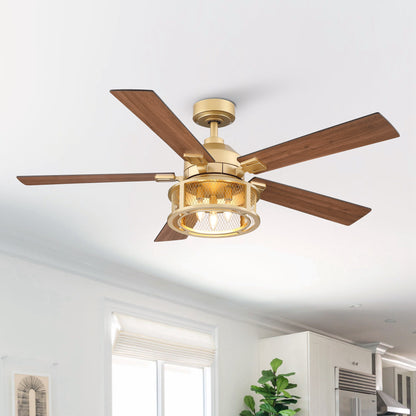 BreezeLite 52" Farmhouse Gold Metal Reversible Blades Ceiling Fan