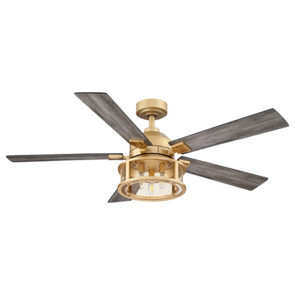 BreezeLite 52" Farmhouse Gold Metal Reversible Blades Ceiling Fan