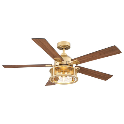 BreezeLite 52" Farmhouse Gold Metal Reversible Blades Ceiling Fan