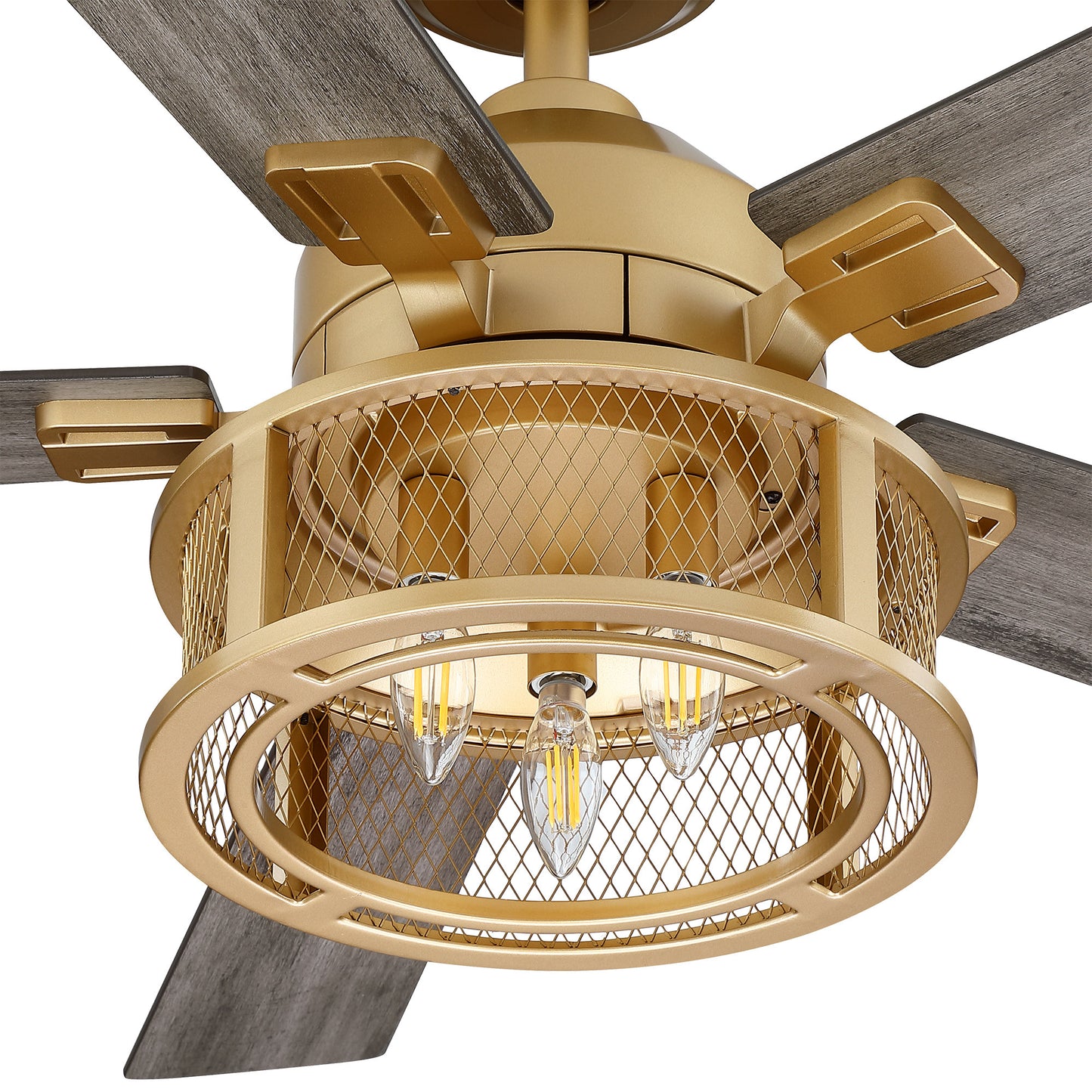 BreezeLite 52" Farmhouse Gold Metal Reversible Blades Ceiling Fan