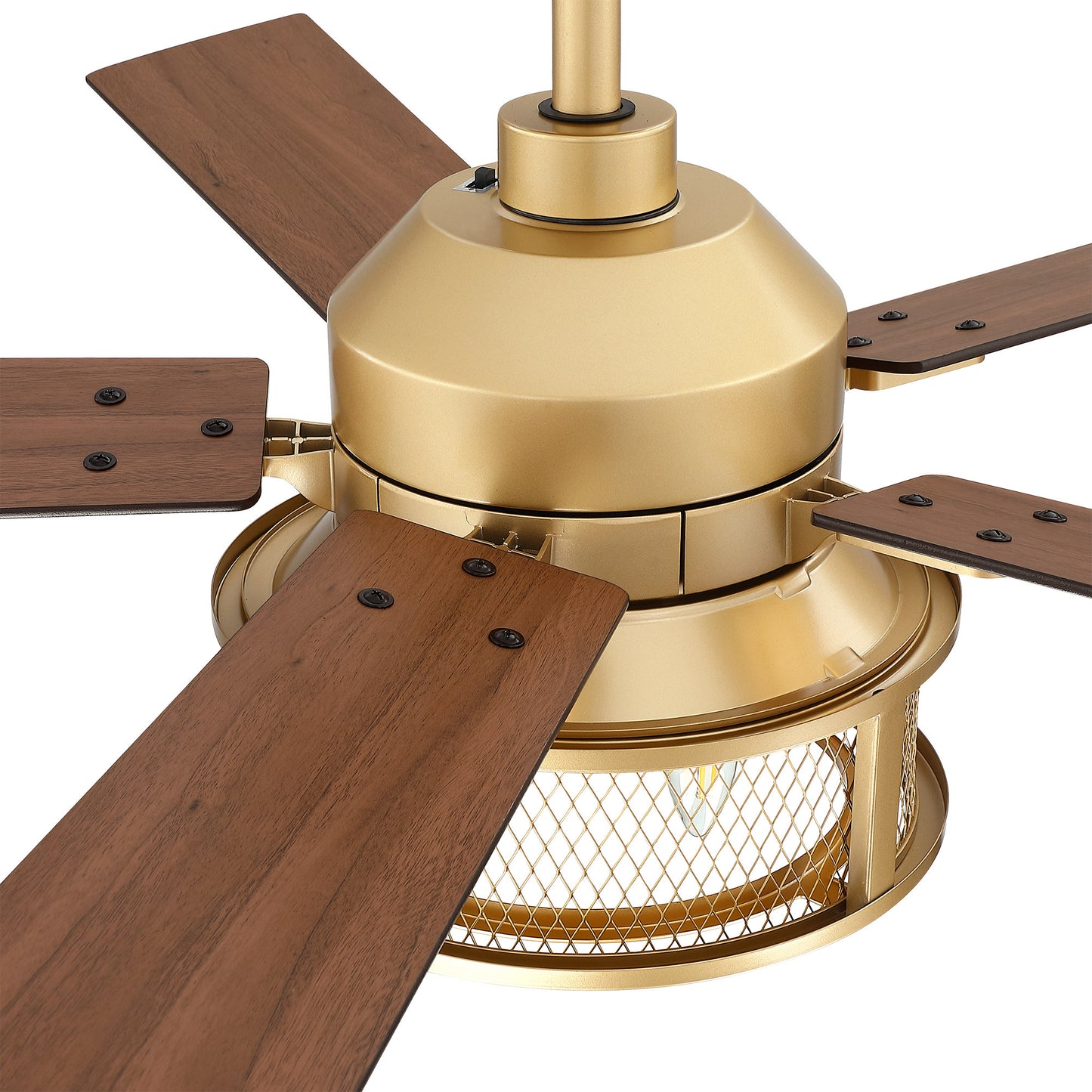 BreezeLite 52" Farmhouse Gold Metal Reversible Blades Ceiling Fan