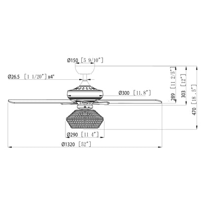 BreezeLite 52" Farmhouse Gold Weathered Reversible Blade Ceiling Fan