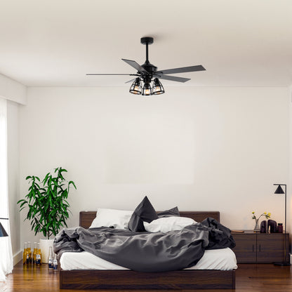 BreezeLite 52" Industrial Matte Black Reversible Ceiling Fan