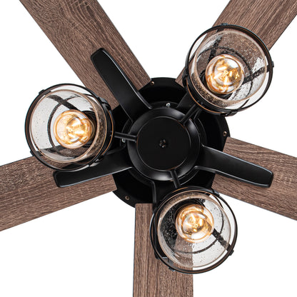 BreezeLite 52" Industrial Matte Black Reversible Ceiling Fan