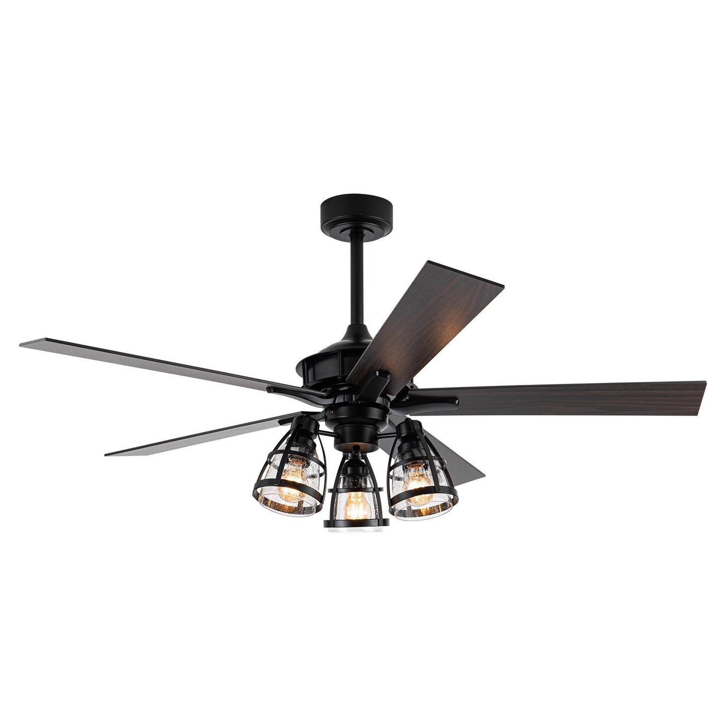 BreezeLite 52" Industrial Matte Black Reversible Ceiling Fan