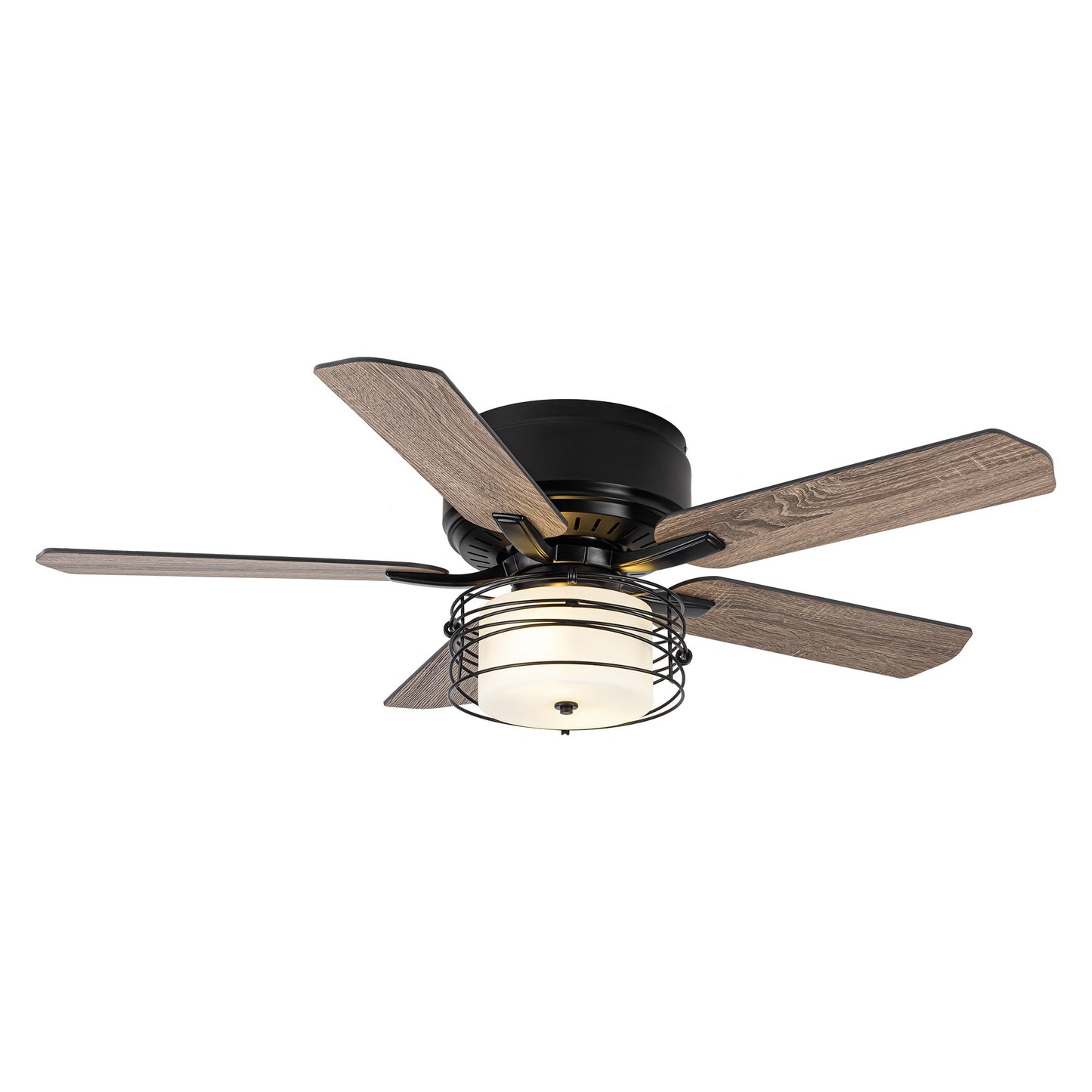 BreezeLite 48" Industrial Black Reversible Caged Ceiling Fan