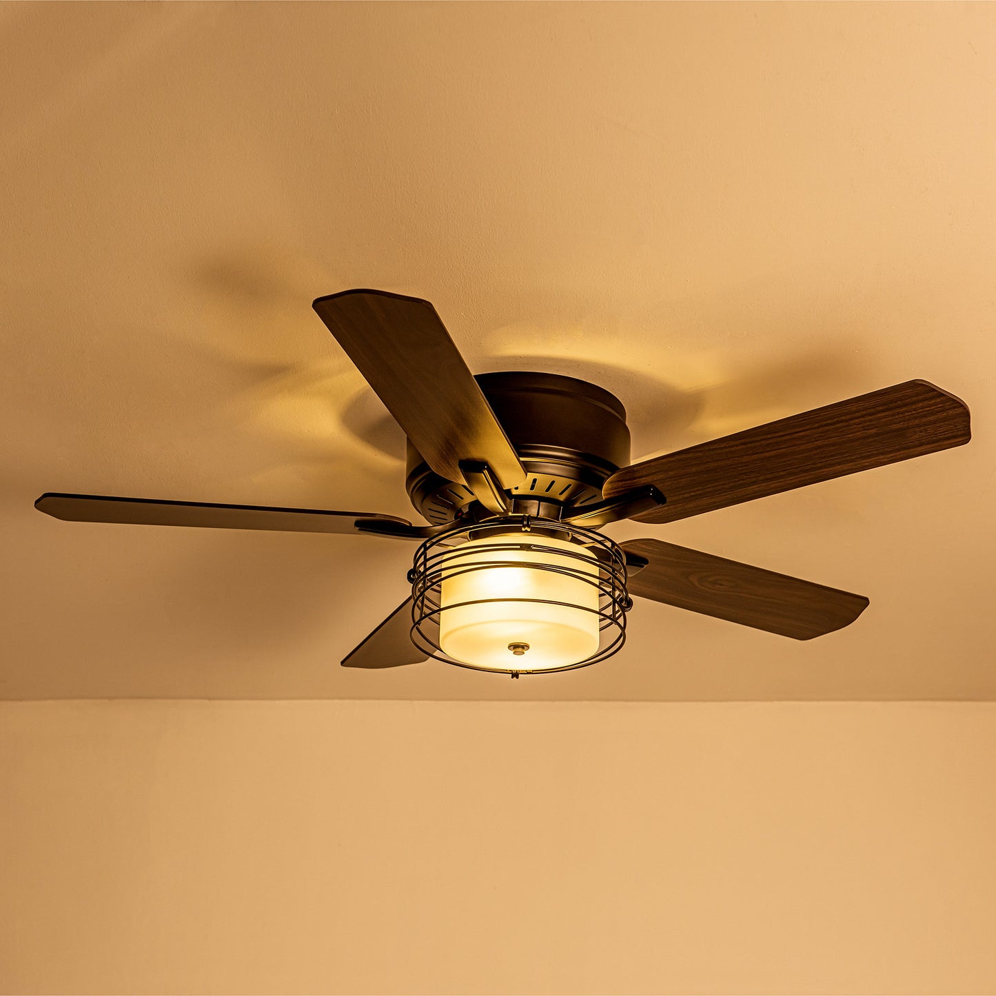 BreezeLite 48" Industrial Black Reversible Caged Ceiling Fan