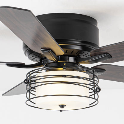 BreezeLite 48" Industrial Black Reversible Caged Ceiling Fan