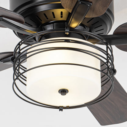 BreezeLite 48" Industrial Black Reversible Caged Ceiling Fan