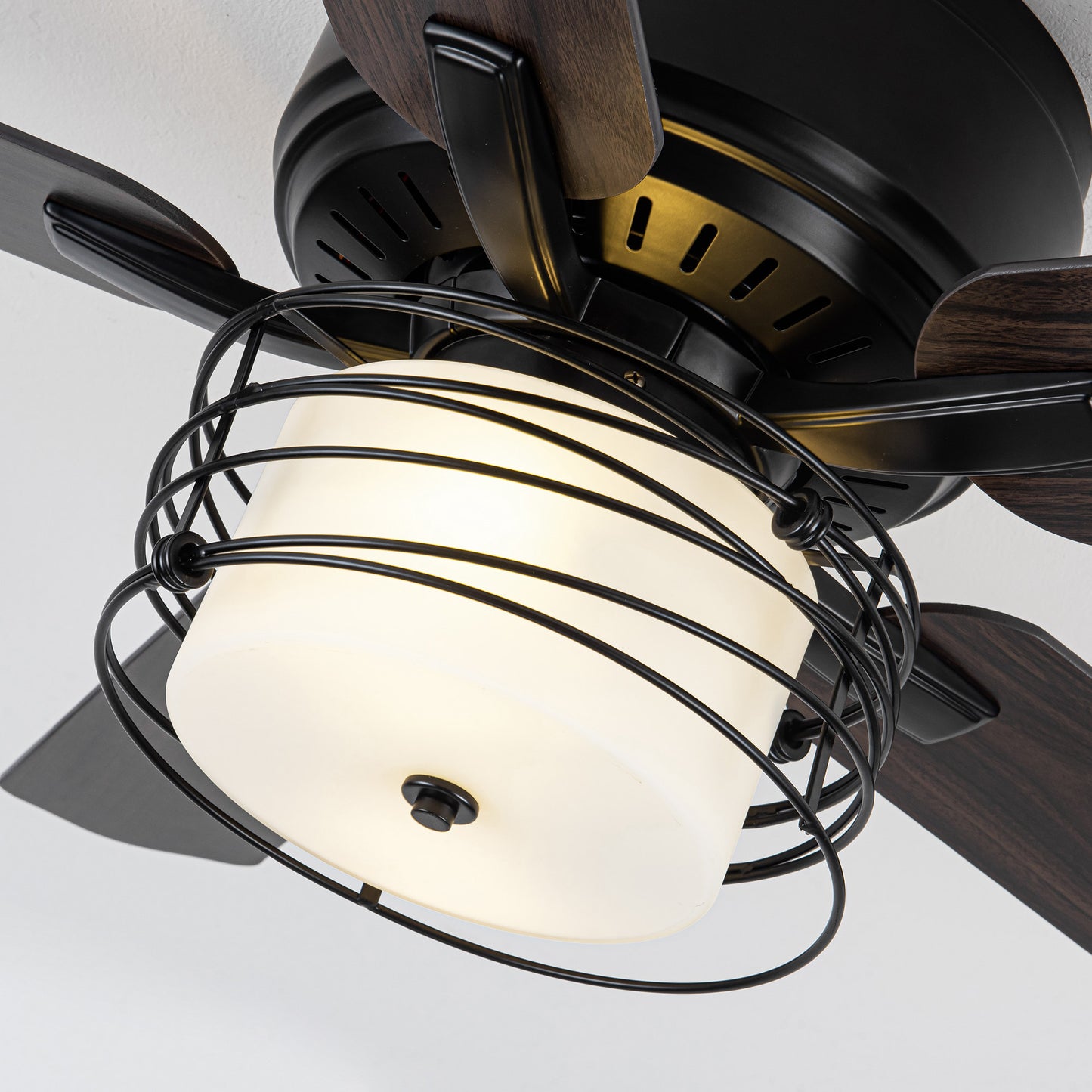 BreezeLite 48" Industrial Black Reversible Caged Ceiling Fan