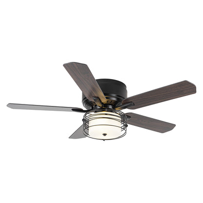 BreezeLite 48" Industrial Black Reversible Caged Ceiling Fan