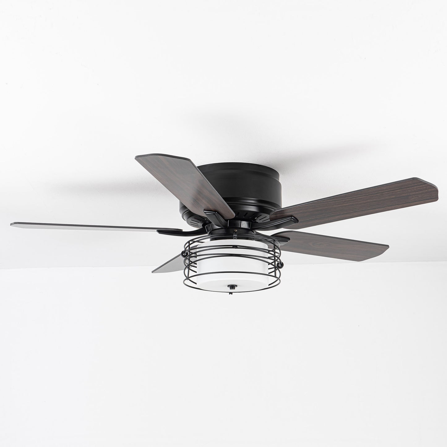 BreezeLite 48" Industrial Black Reversible Caged Ceiling Fan