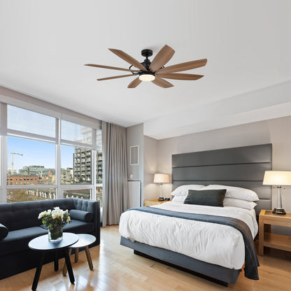 BreezeLite 60" Modern Black Indoor 3000K LED Ceiling Fan