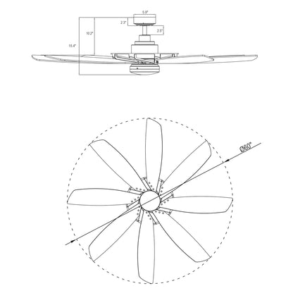 BreezeLite 60" Modern Black Indoor 3000K LED Ceiling Fan