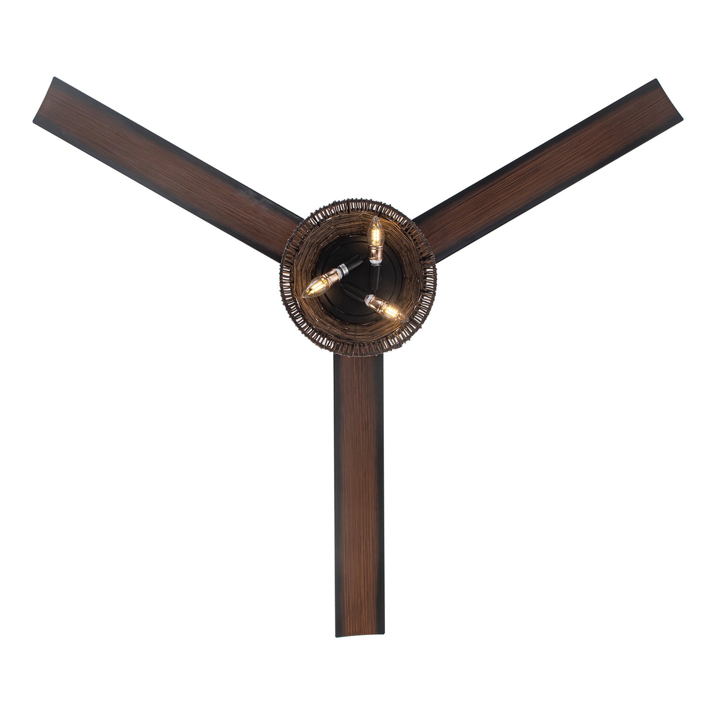 BreezeLite 60" Farmhouse Brown Rattan 3-Blade Ceiling Fan