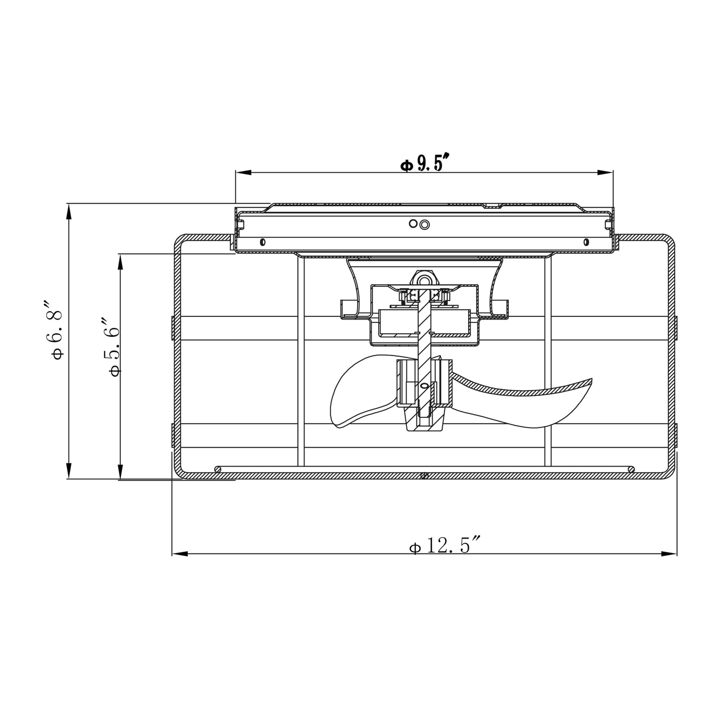 BreezeLite 12.5" Modern Black Flush Mount Cage Ceiling Fan