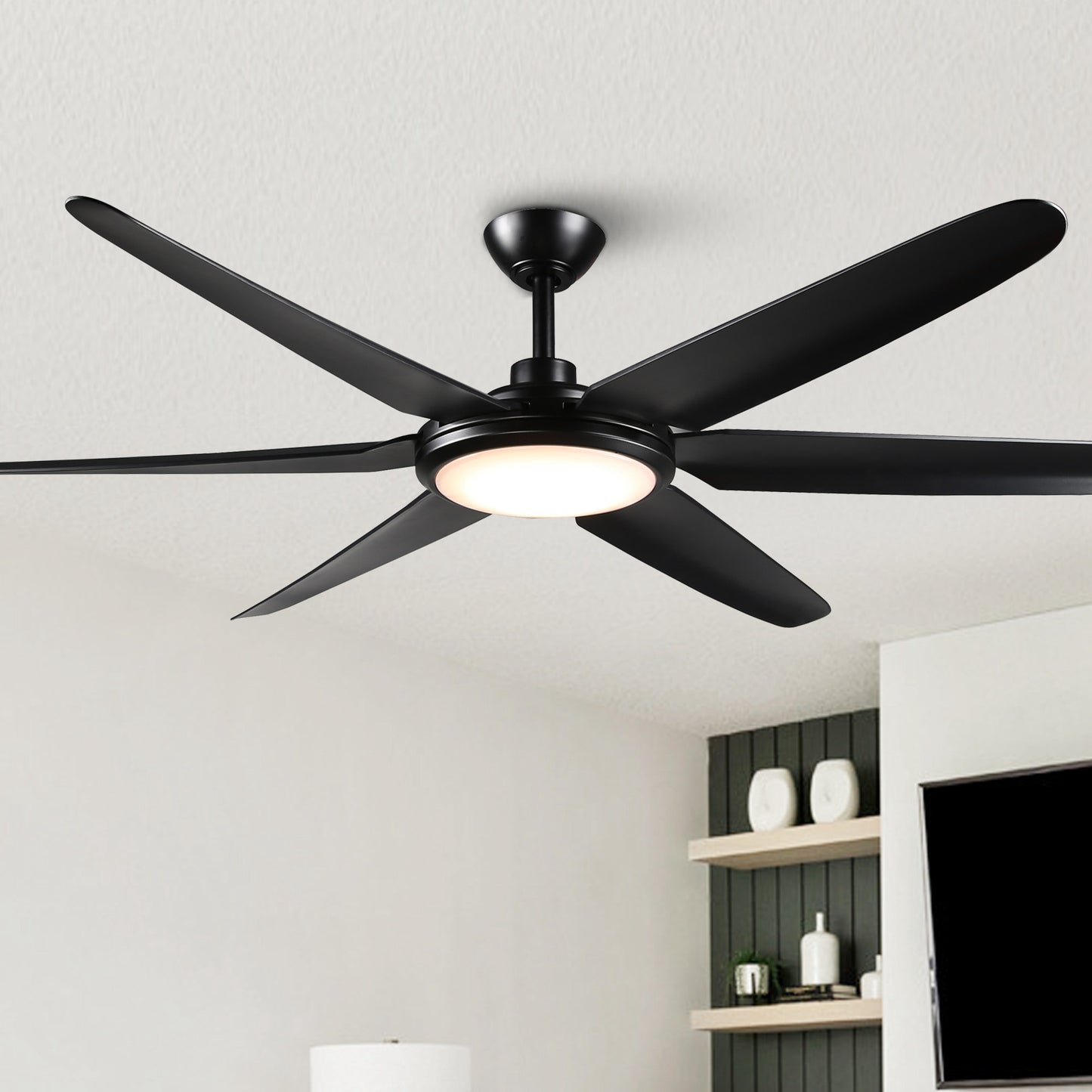 BreezeLite Modern 65" Matte Black LED Ceiling Fan