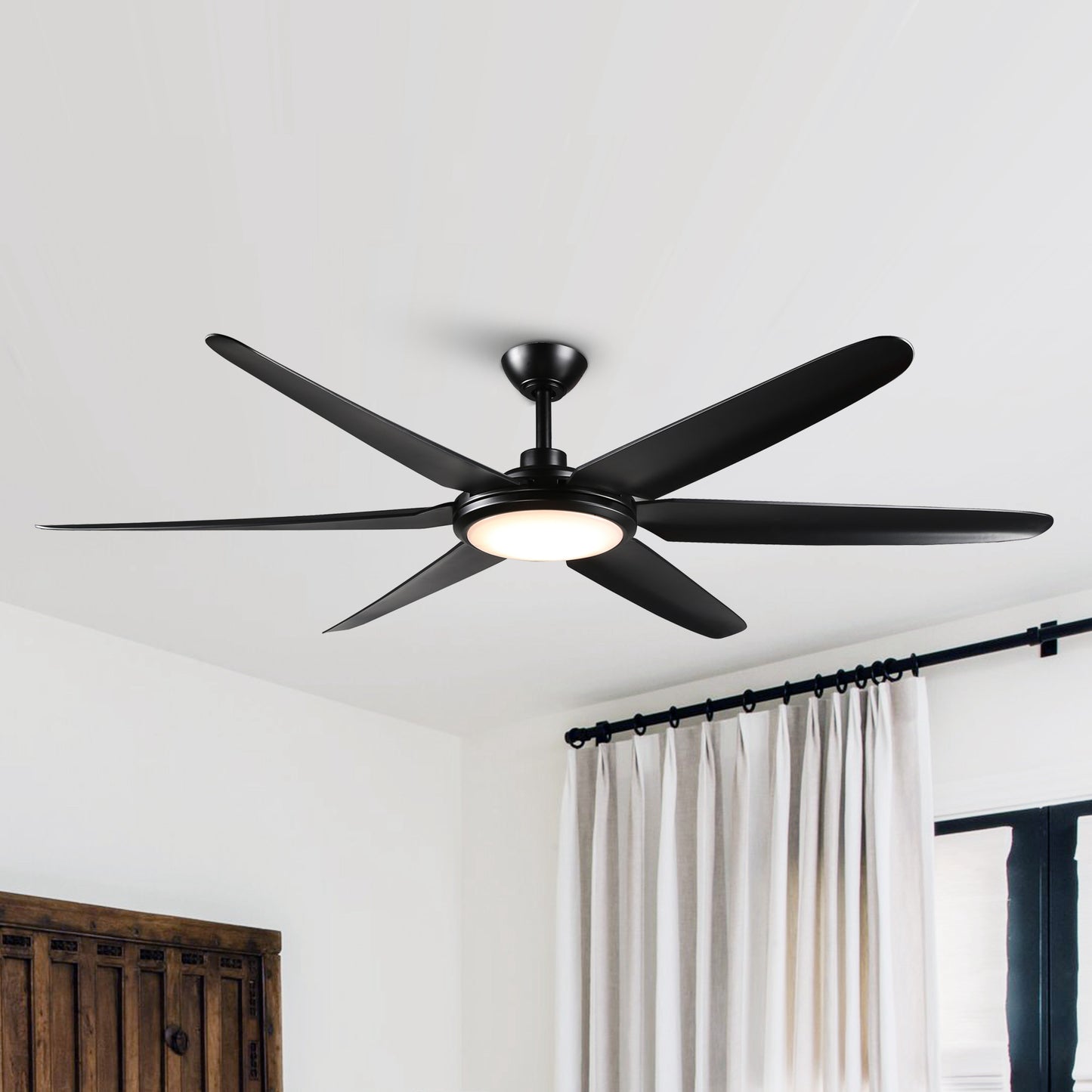 BreezeLite Modern 65" Matte Black LED Ceiling Fan