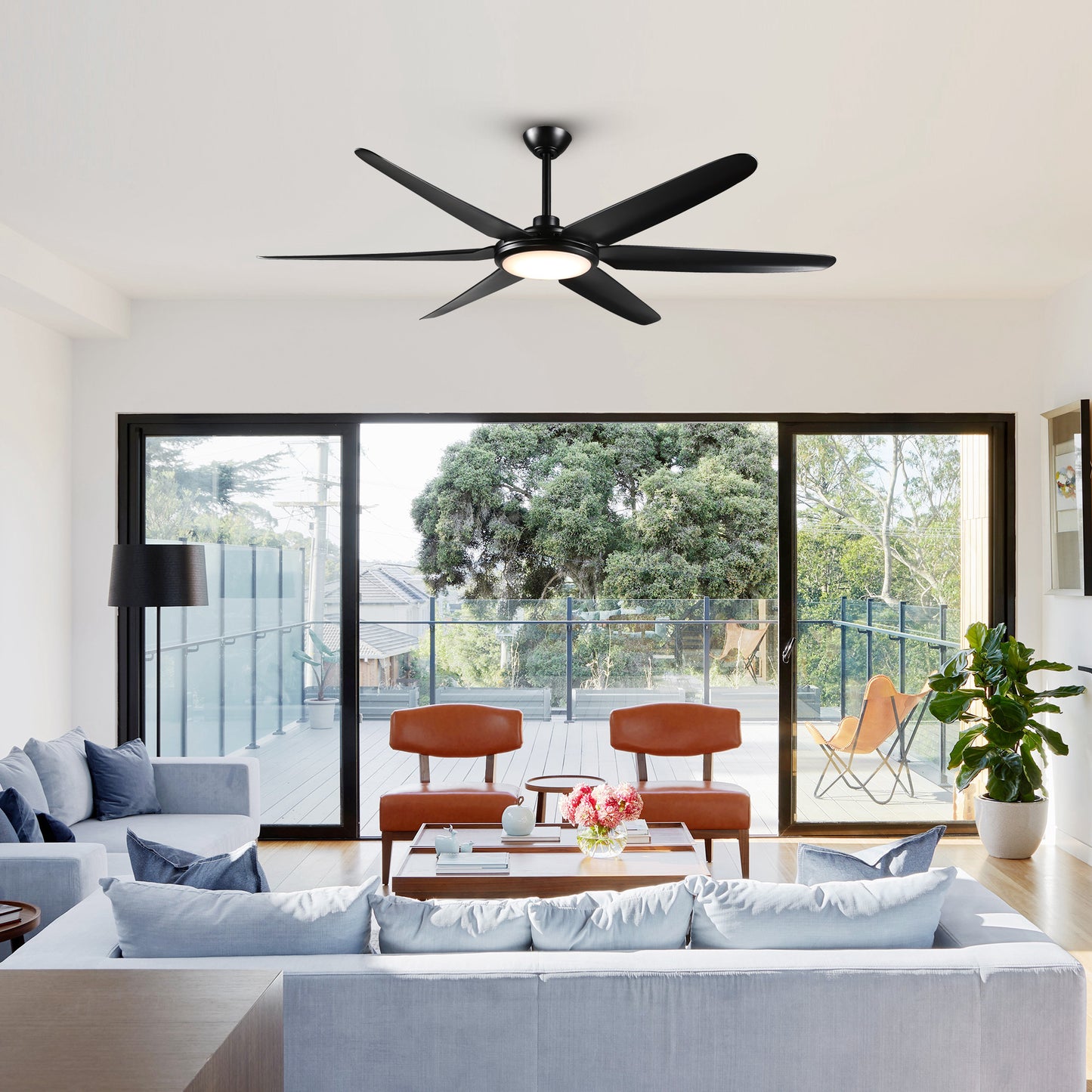 BreezeLite Modern 65" Matte Black LED Ceiling Fan