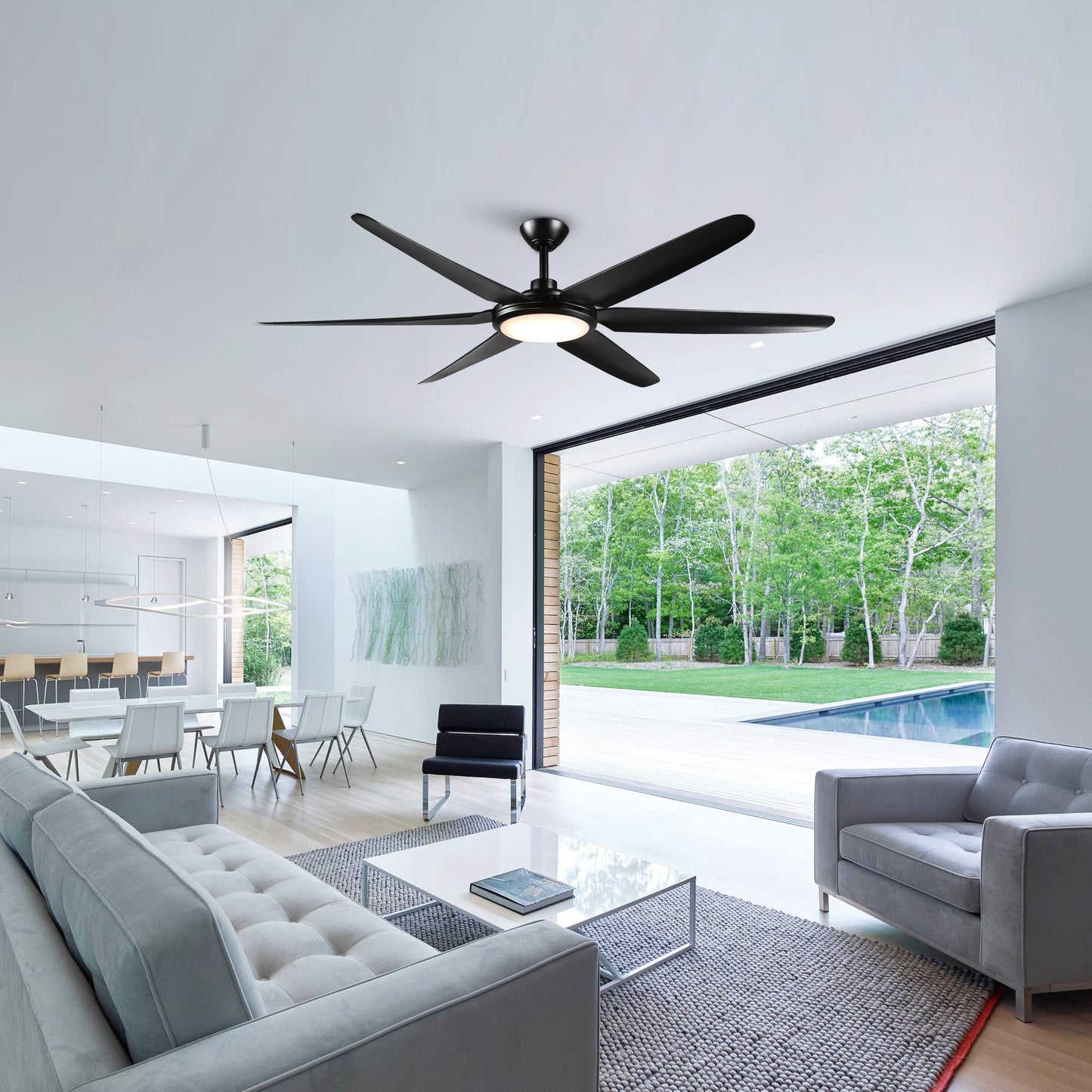 BreezeLite Modern 65" Matte Black LED Ceiling Fan