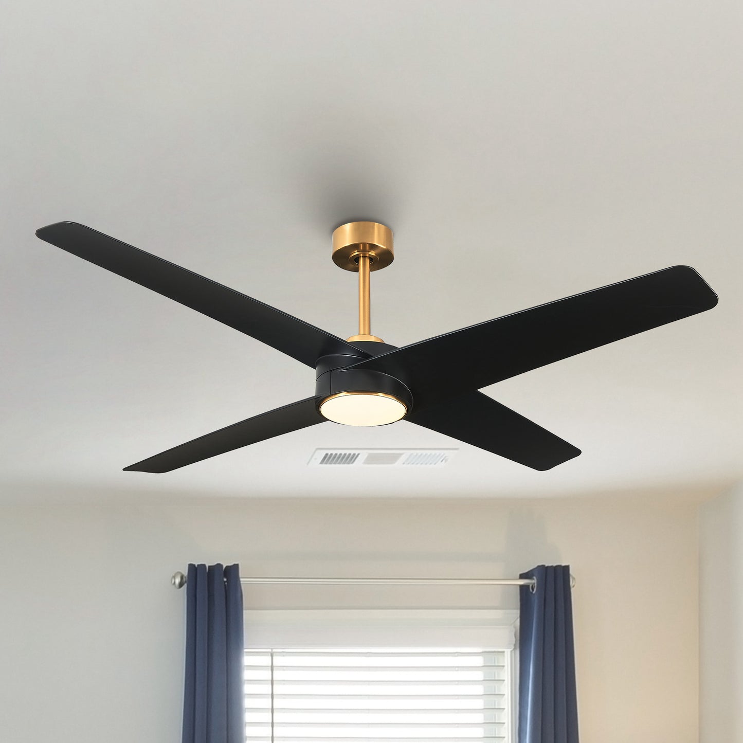 BreezeLite Modern 60" Gold and Black LED Ceiling Fan