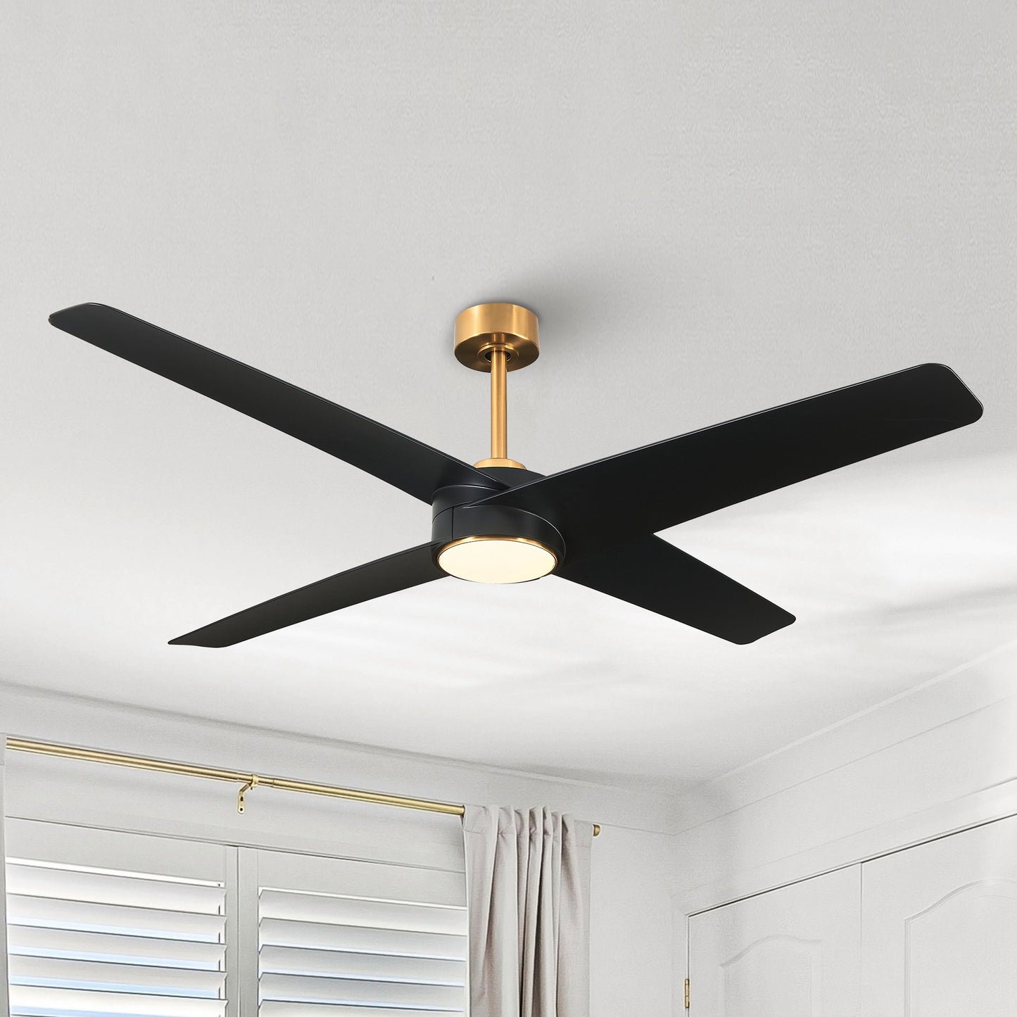 BreezeLite Modern 60" Gold and Black LED Ceiling Fan