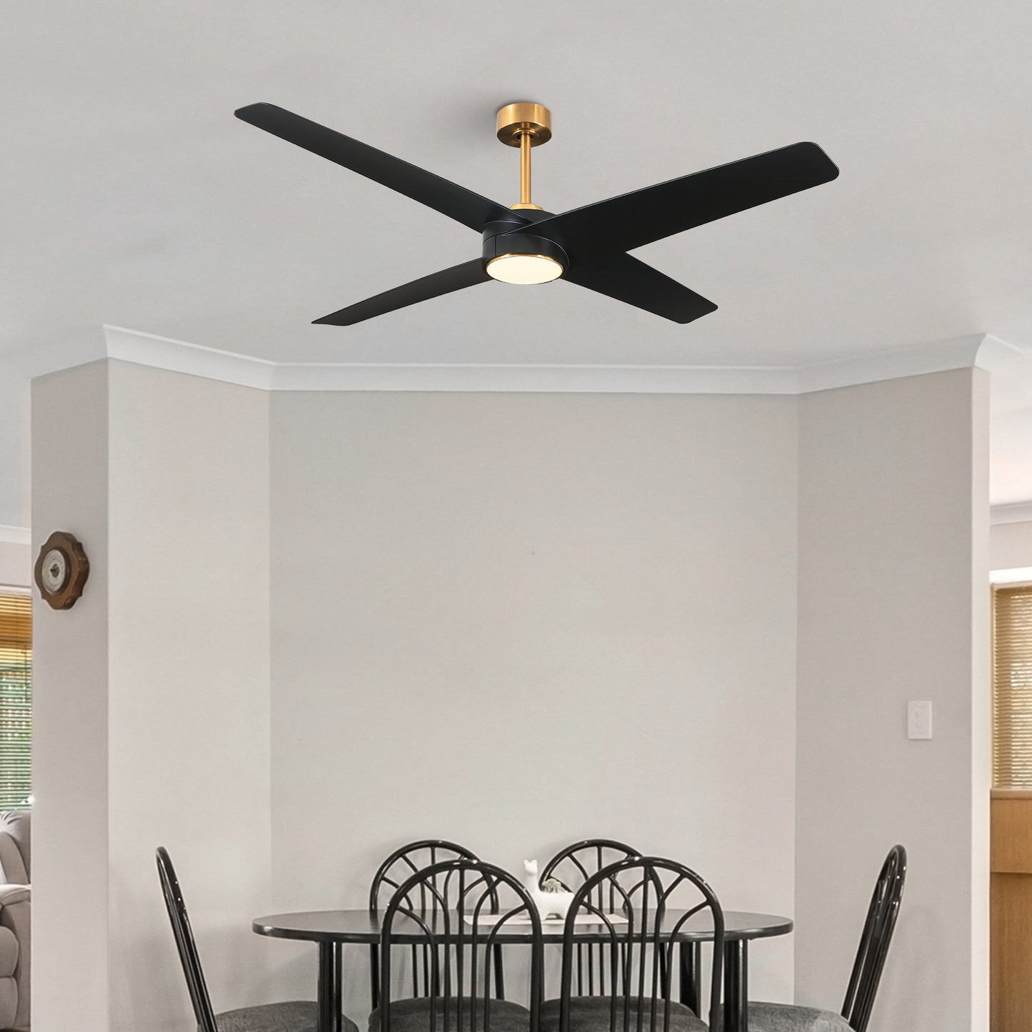 BreezeLite Modern 60" Gold and Black LED Ceiling Fan