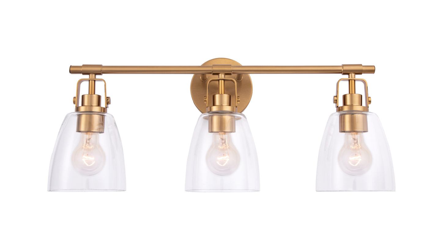 Brilliance Modern Farmhouse 3-Light Gold Vanity Light