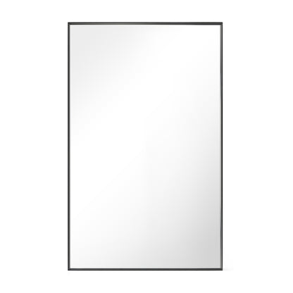 Reflections Sleek Modern 36x58" Black Aluminum Framed Wall Mirror